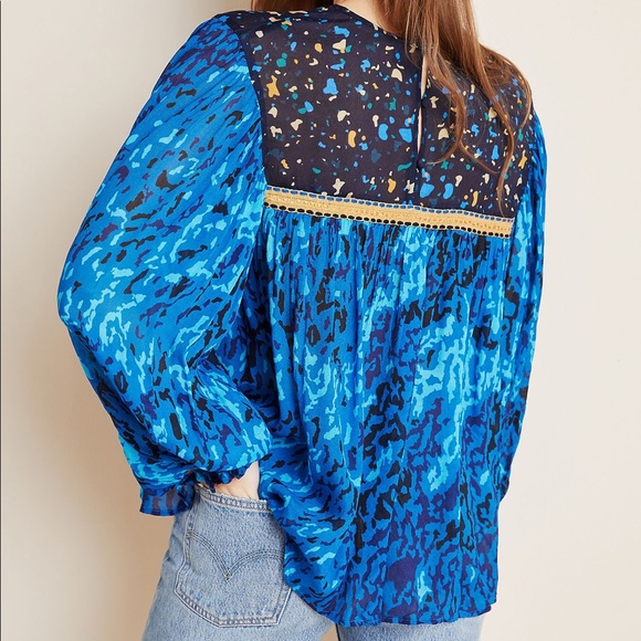 Anthropology BI-nk Miranda peasant blouse women’s size medium viscose - Picture 3 of 4